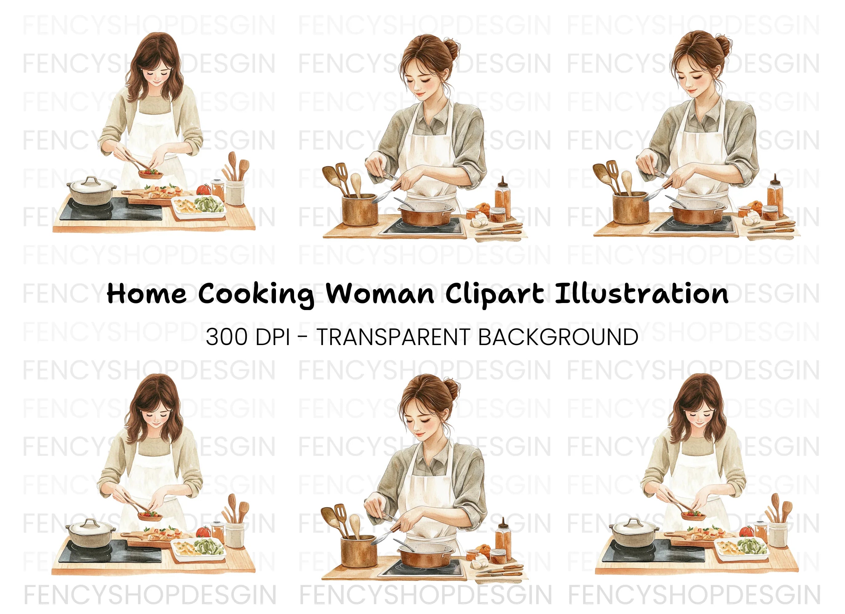Women Cooking Clipart Bundle