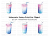 Gradient Drink Cups with Straws Clipart Bundle