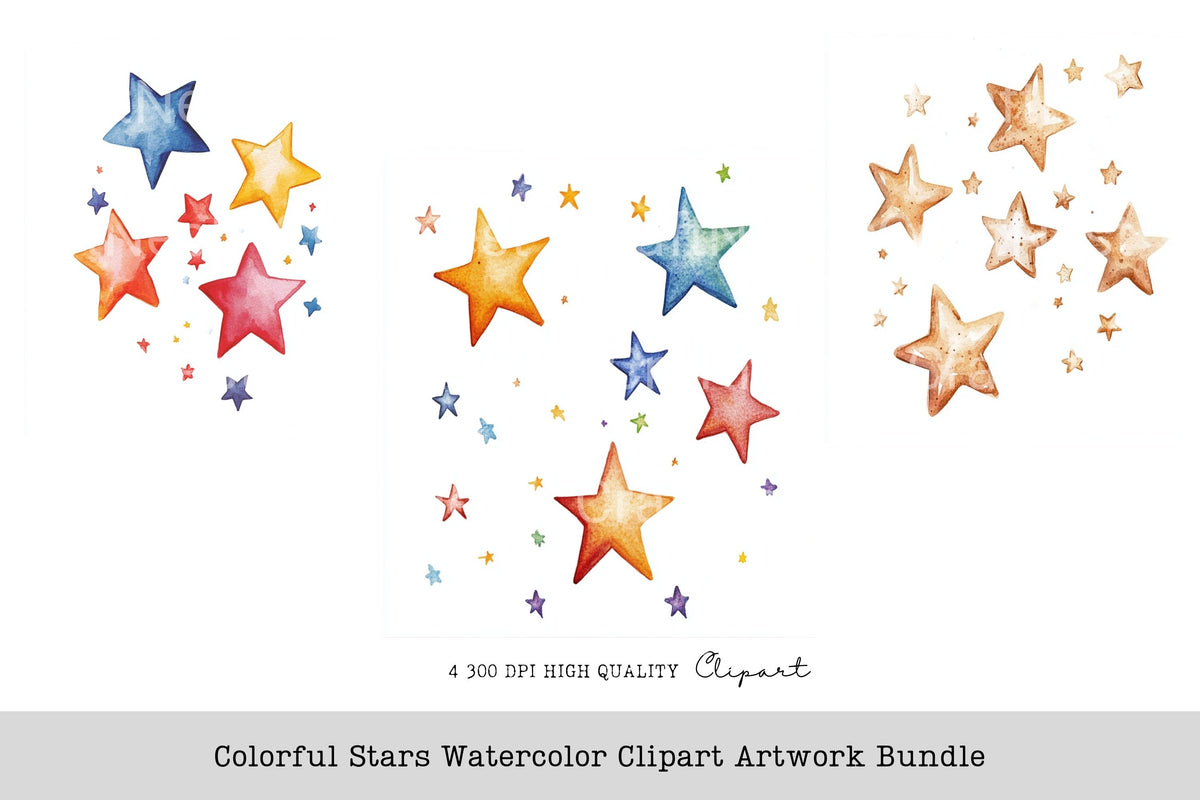 Colorful Stars Artwork Clipart Bundle