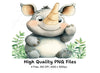 Cute Baby Rhino Clipart Bundle