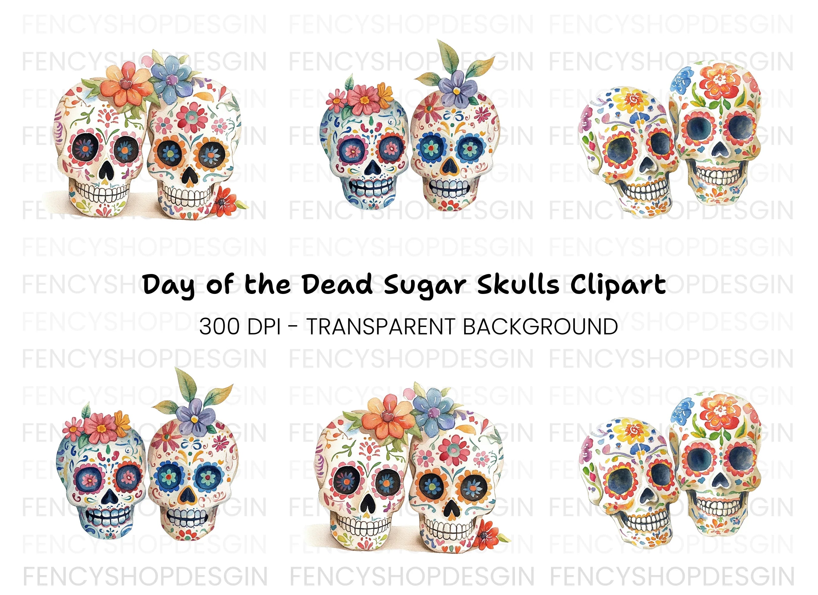 Sugar Skull Couples Clipart Bundle