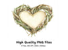 Rustic Twig Heart Wreaths Clipart Bundle