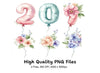 Floral Balloon Numbers Clipart Bundle