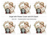 Angel and Elf with Flower Crown Clipart Bundle