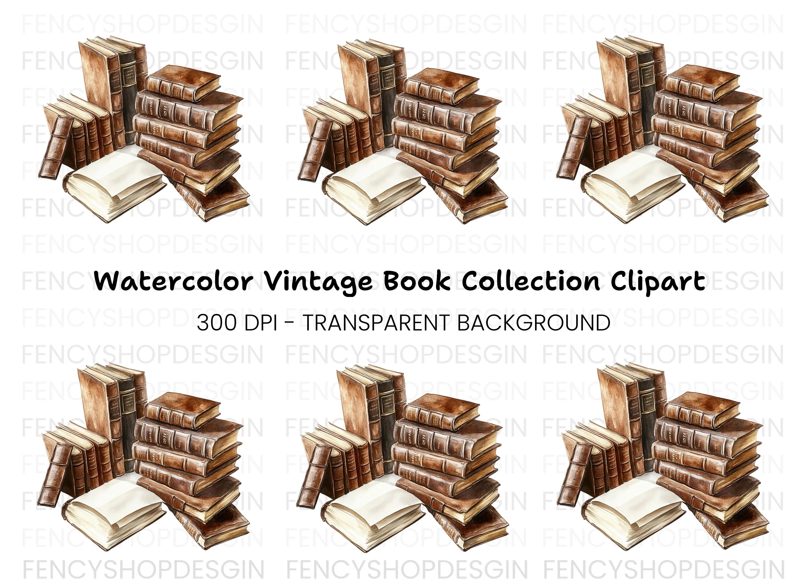 Vintage Books Clipart Bundle