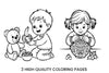 Kids Playing With Berries Coloring Books