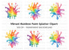 Vibrant Paint Splashes Clipart Bundle