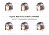 Stylish Bob Haircut Woman Clipart Bundle