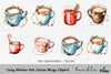 Hot Chocolate Mugs with Lights Clipart Bundle