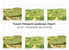 Tuscan Vineyard Landscape Clipart Bundle