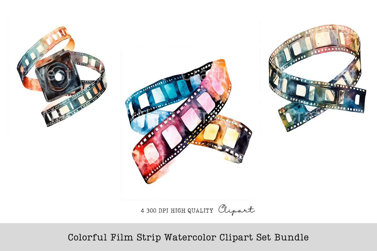 Colorful Film Strip Clipart Bundle