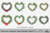 Evergreen Heart Wreaths Clipart Bundle