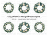 Christmas Village Wreaths Clipart Bundle