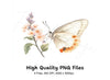 Elegant White Butterfly Blossom Clipart Bundle