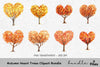Autumn Heart Trees Clipart Bundle