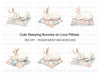 Sleeping Bunnies on Love Letter Pillows Clipart Bundle
