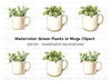 Potted Plants in Mugs Clipart Bundle