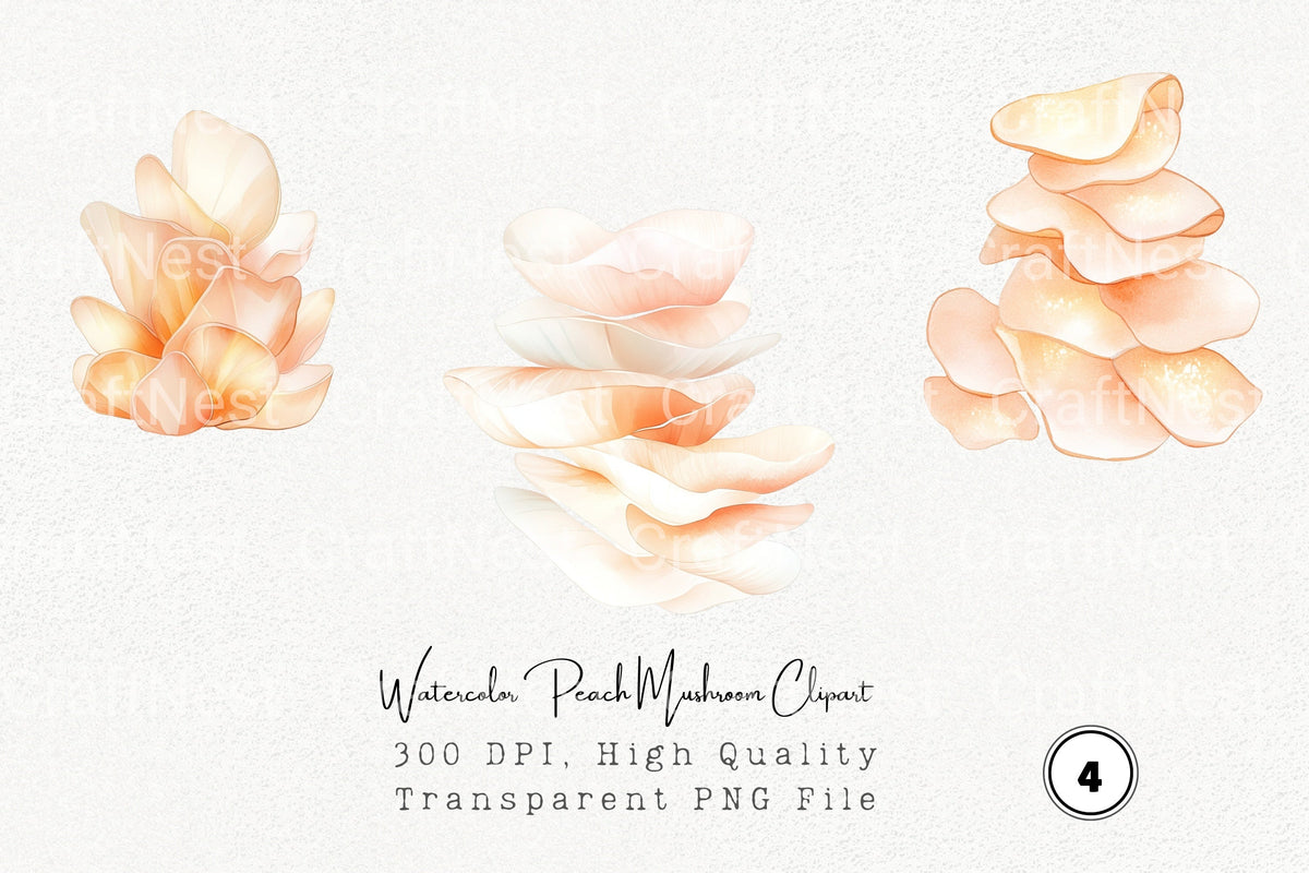 Peach Mushroom Clipart Bundle