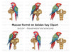Macaw Parrots on Vintage Golden Keys Clipart Bundle