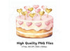 Heart Topped Birthday Cake Clipart Bundle