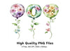 Floral Balloon Bouquets Clipart Bundle