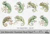 Cute Chameleon Floral Clipart Bundle