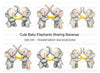 Cute Baby Elephants Sharing Bananas Clipart Bundle