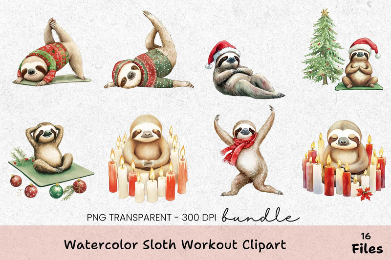 Sloth Workout Clipart Bundle - CraftNest - Digital Crafting and Art