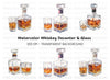 Elegant Whiskey Decanters and Glasses Clipart Bundle