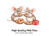 Festive Mice with Christmas Cookies Clipart Bundle