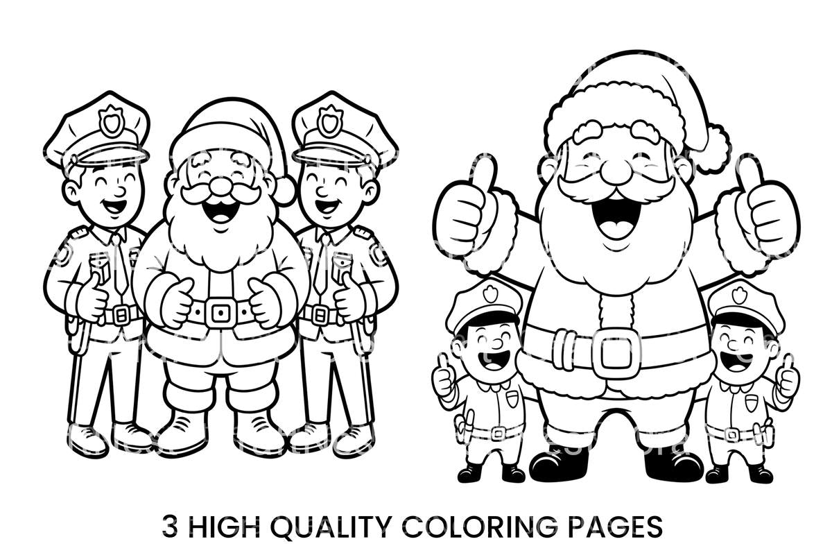 Santa and Police Officers Coloring Books