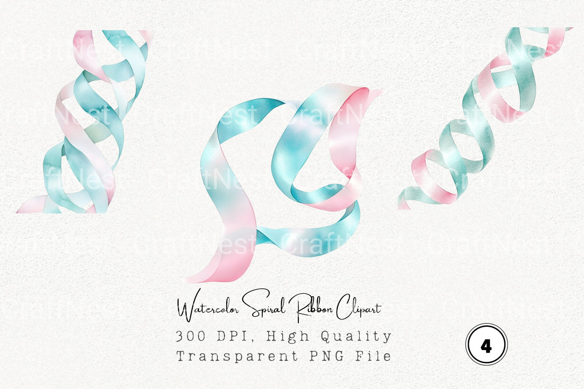 Spiral Ribbon Clipart Bundle