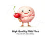 Kawaii Ice Cream with Cherry Clipart Bundle