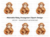 Cute Baby Orangutan Clipart Bundle
