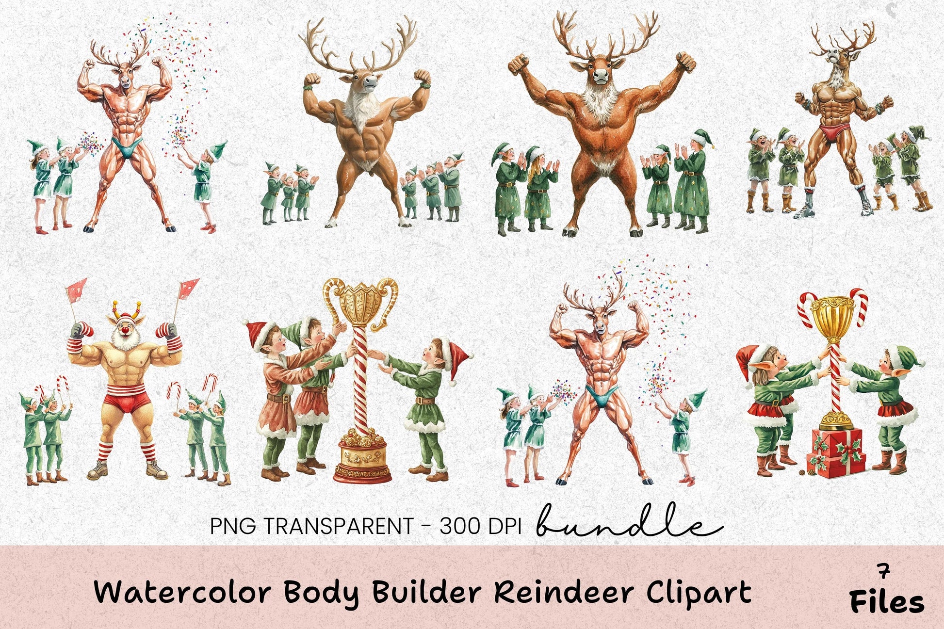 Bodybuilder Reindeer Clipart Bundle - CraftNest - Digital Crafting and Art