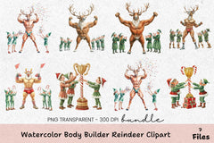 Bodybuilder Reindeer Clipart Bundle - CraftNest - Digital Crafting and Art