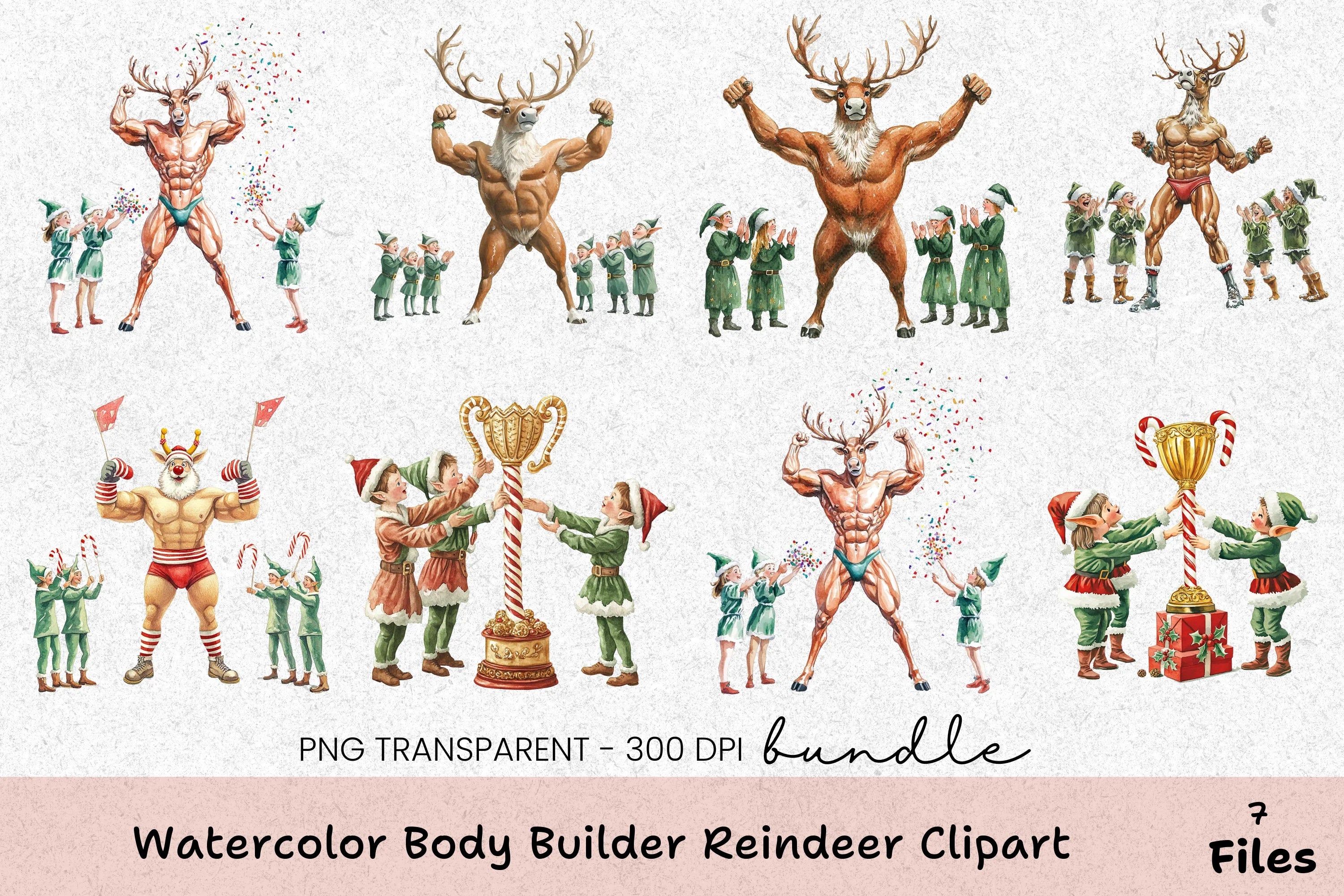 Bodybuilder Reindeer Clipart Bundle - CraftNest - Digital Crafting and Art