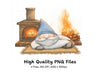 Cozy Gnomes by Fireplace Clipart Bundle