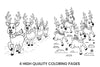 Cute Reindeer Winter Scene Coloring Books