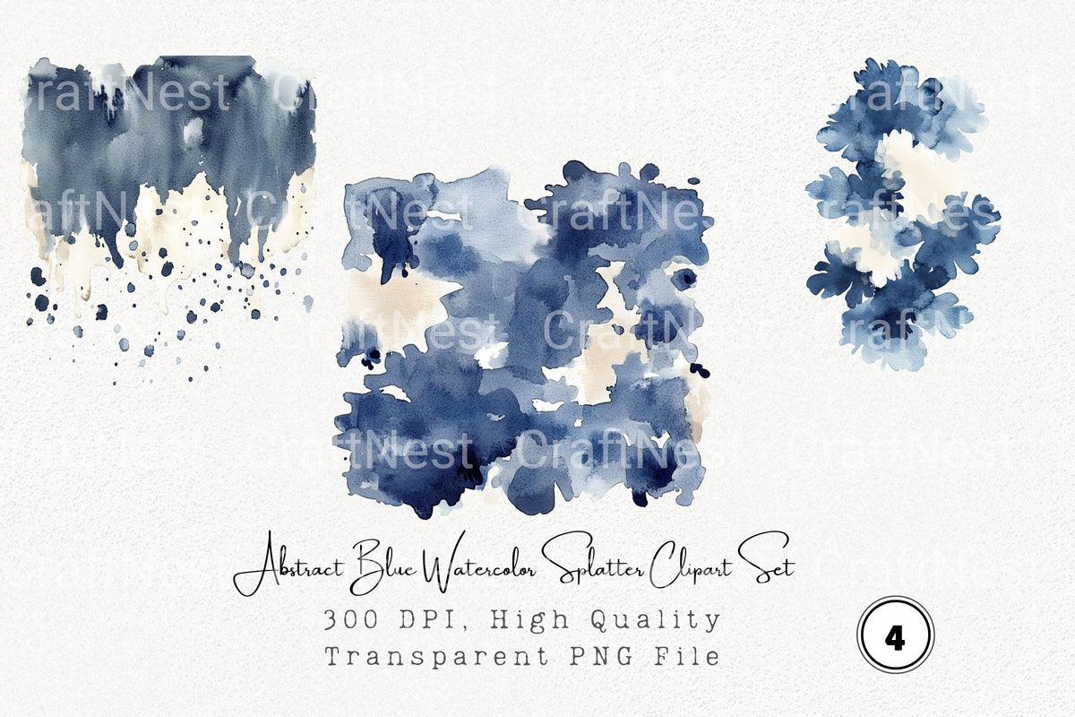 Abstract Blue Splatter Clipart Bundle