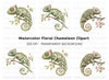 Floral Chameleon Trio Clipart Bundle