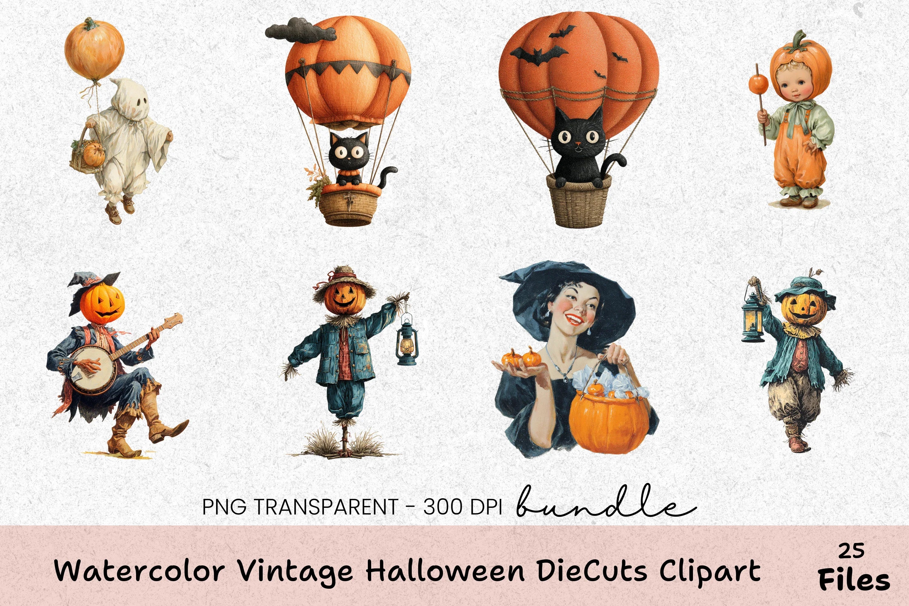 Vintage Halloween Diecuts Clipart Bundle - CraftNest - Digital Crafting and Art