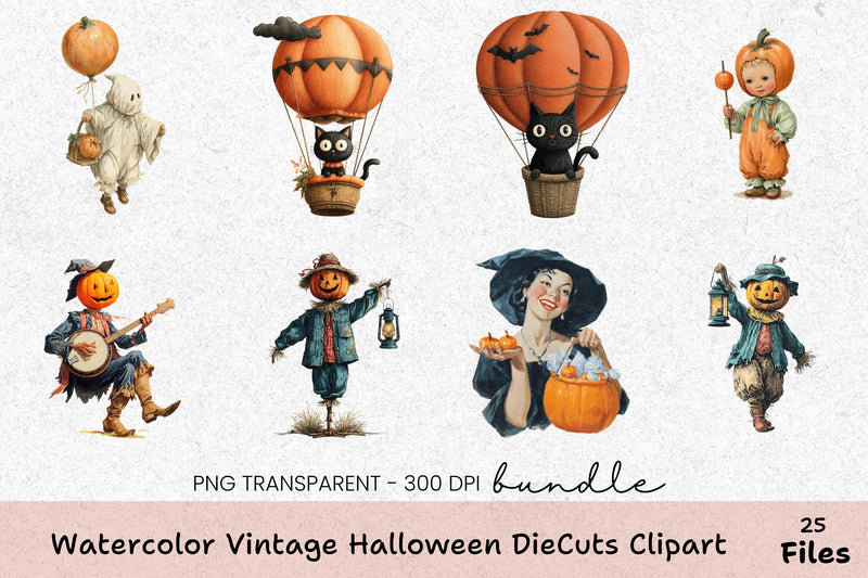 Vintage Halloween Diecuts Clipart Bundle - CraftNest - Digital Crafting and Art