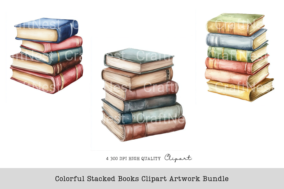 Colorful Stacked Books Clipart Artwork Planner