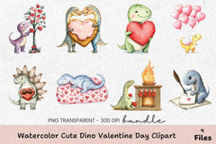 Cute Dino Valentine's Day Clipart Bundle - CraftNest - Digital Crafting and Art