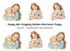 Happy Girl with Puppy Clipart Bundle