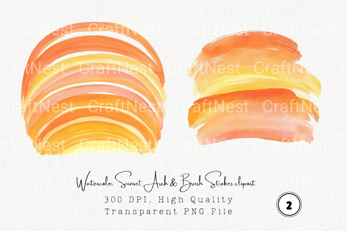 Sunset Arch Brush Strokes Clipart Bundle