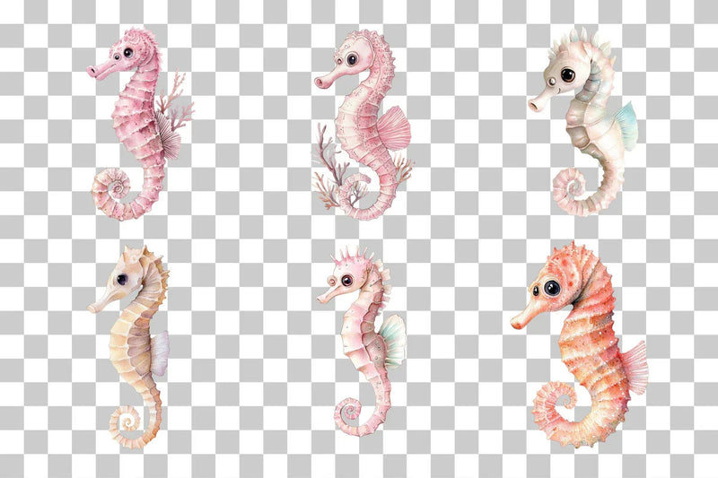 Nursery Seahorse Clipart Bundle - CraftNest - Digital Crafting and Art