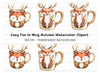 Cute Fox and Deer Mugs Clipart Bundle