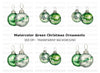 Green Christmas Ornaments Clipart Bundle